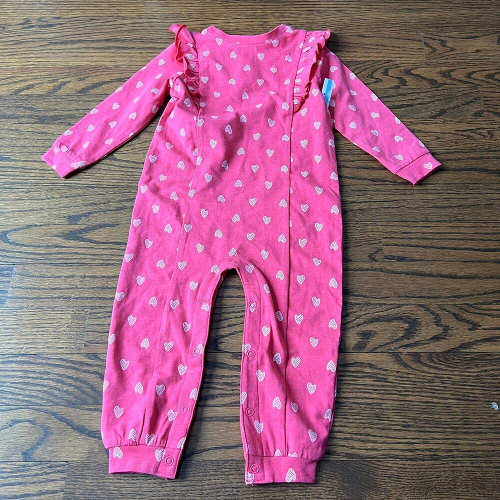 New Splendid Toddler Girl's Lovebug Heart Long Sleeve Ruffle Onesie 12-18 months